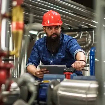 Veteran working in a plant