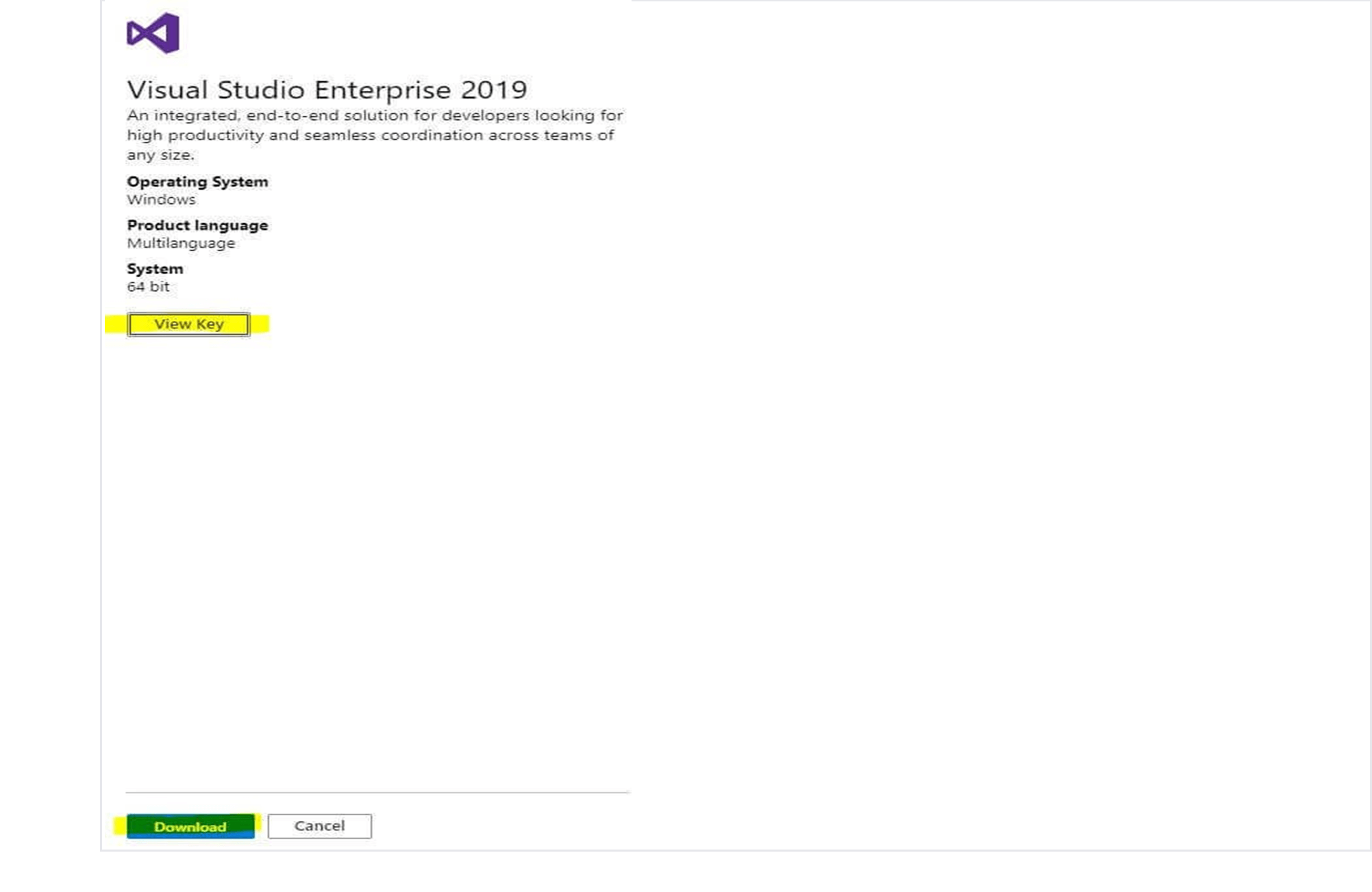Step to download Visual Studio Enterprise 2019